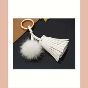Tassel Keychain Purse Charm Accessory  *White